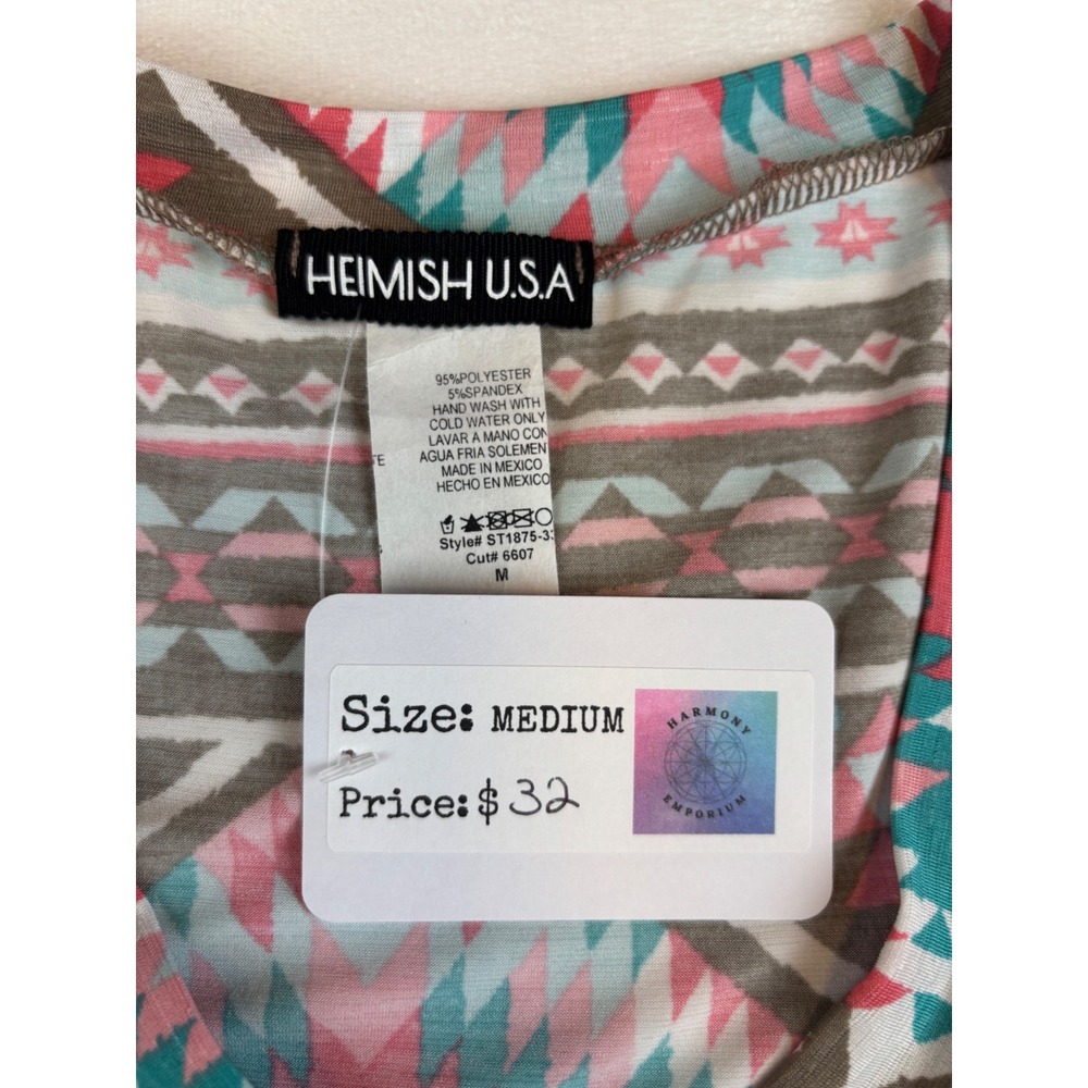 Heimish USA Aztec Print Short Sleeve Dress Casual Boho Festival Medium New - Picture 2 of 7